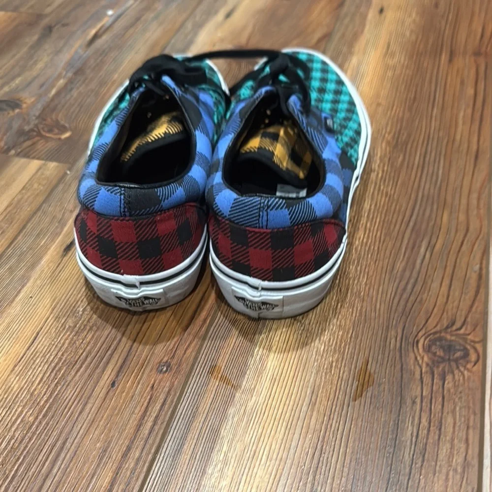 Vans Checkered Sneakers in Green, Blue, and Red